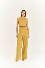 CALÇA LISA ALFAIATARIA C/ CONJUNTO DE ELOS CINTURA