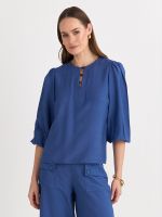 BLUSA MANGA 7/8 SLUB C/ DET. PONTEIRA TARTARUGA