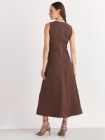 VESTIDO LONGUETE LISO CHEVRON COM BOLSO FRENTE