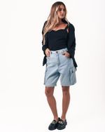 BERMUDA JEANS CARGO LAVAGEM CLARA
