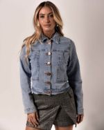 JAQUETA JEANS CROPPED C/ LYCRA LAV. CLARA