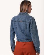 JAQUETA JEANS C/ RECORTES FRENTE E LAPELA