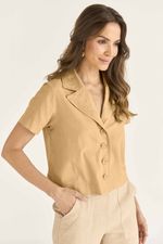 CAMISA VOIL MELANGE C/ BORDADO GOLA