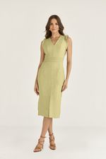 VESTIDO MIDI LINEN C/ PREGAS CÓS