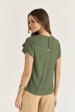 T-SHIRT EM CREPE C/ PREGAS NA MANGA