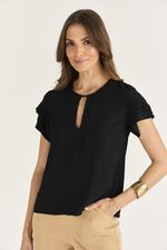 T-SHIRT EM CREPE C/ PREGAS NA MANGA