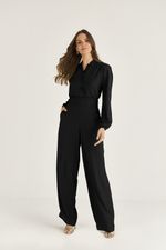 CAMISA MANGA LONGA EM CREPE C/ GOLA PADRE