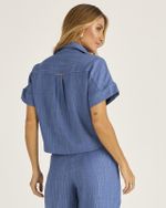 CAMISA CROPPED LISTRA TWILL COLOR