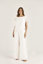 BLUSA EM CREPE ASSIMÉTRICA C/ PREGAS NO OMBRO