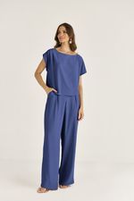 BLUSA EM CREPE ASSIMÉTRICA C/ PREGAS NO OMBRO