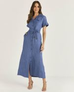 VESTIDO CHEMISE LISTRA TWILL COLOR