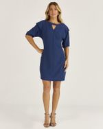 T-DRESS EM CREPE C/ PREGAS MANGA