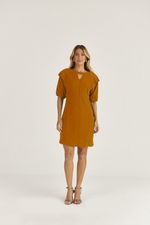 T-DRESS EM CREPE C/ PREGAS MANGA