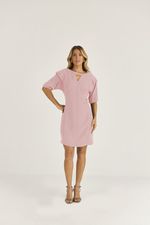 T-DRESS EM CREPE C/ PREGAS MANGA