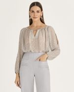 BLUSA MANGA LONGA TRANSPARÊNCIA FLORAL
