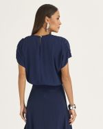 BLUSA EM CREPE C/ ELÁSTICO E OMBRO FRANZIDO