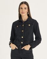 JAQUETA JEANS BASIC CROPPED BLACK