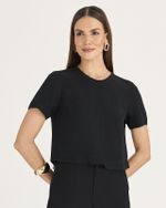 T-SHIRT CROPPED ALFAIATARIA FLUID PRETA