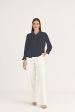 CAMISA MANGA LONGA EM CREPE C/ FRANZIDO