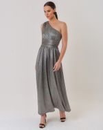 VESTIDO LONGUETE MALHA PLISSADA OMBRO ÚNICO