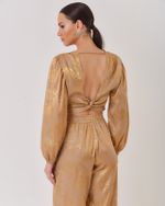 BLUSA CROPPED ANIMAL PRINT OURO