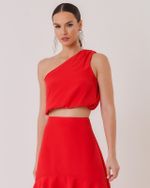 BLUSA OMBRO ÚNICO BALONÊ EM CREPE