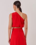 BLUSA OMBRO ÚNICO BALONÊ EM CREPE
