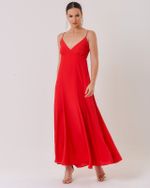 VESTIDO LONGUETE EM CREPE COM NESGAS