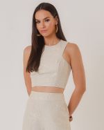 BLUSA CROPPED DE LINHO COQUEIRO
