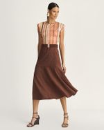VESTIDO MALHA LISTRA HARMONIA C/ SAIA CHAMOIS