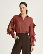 CAMISA MANGA LONGA C/ BABADO CASCATA