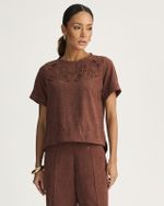 T-SHIRT CROPPED CHAMOIS C/ FLORES VAZADAS
