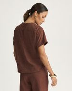 T-SHIRT CROPPED CHAMOIS C/ FLORES VAZADAS