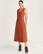 VESTIDO MIDI LINEN C/ SAIA RODADA
