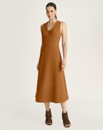 VESTIDO MIDI LINEN C/ SAIA RODADA