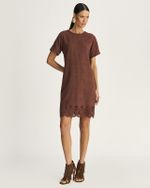 T-DRESS CHAMOIS C/ FLORES VAZADAS