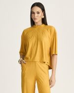 BLUSA MALHA CANELADA C/ GOLA PADRE