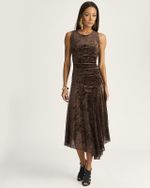 VESTIDO MALHA VELUDO VELVET ASSIMÉTRICO