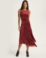 VESTIDO MALHA VELUDO VELVET ASSIMÉTRICO