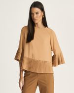 BLUSA EM CREPE C/ BABADO PLISSADO