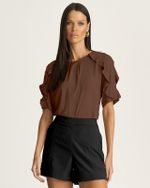 T-SHIRT LISA EM CREPE C/ BABADOS CASCATA