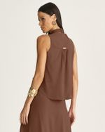 BLUSA MULLET LISA EM CREPE C/ GOLA PADRE AJUSTÁVEL