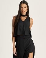 BLUSA MULLET LISA EM CREPE C/ GOLA PADRE AJUSTÁVEL