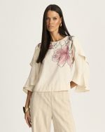BLUSA CROPPED ALMA DE FLORES C/ BABADOS