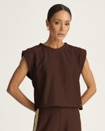 BLUSA CROPPED MALHA CANELADA MANGA DUPLA