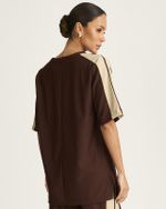 MAXI T-SHIRT MALHA CANELADA BICOLOR