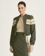 BOMBER MALHA CANELADA BICOLOR