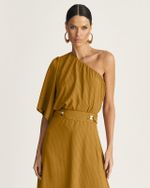 BLUSA OMBRO ÚNICO TRANSPARÊNCIA XADREZ