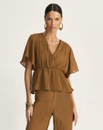 BLUSA GAZE BREEZE C/ ELÁSTICO E BORDADO