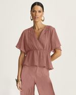 BLUSA GAZE BREEZE C/ ELÁSTICO E BORDADO